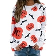 thumbnail image 1 of Chandail en Molleton Citrouille Chat pour Femmes Halloween Col Rond Pull Manches Longues Hauts Décontractés Amples, 1 of 5