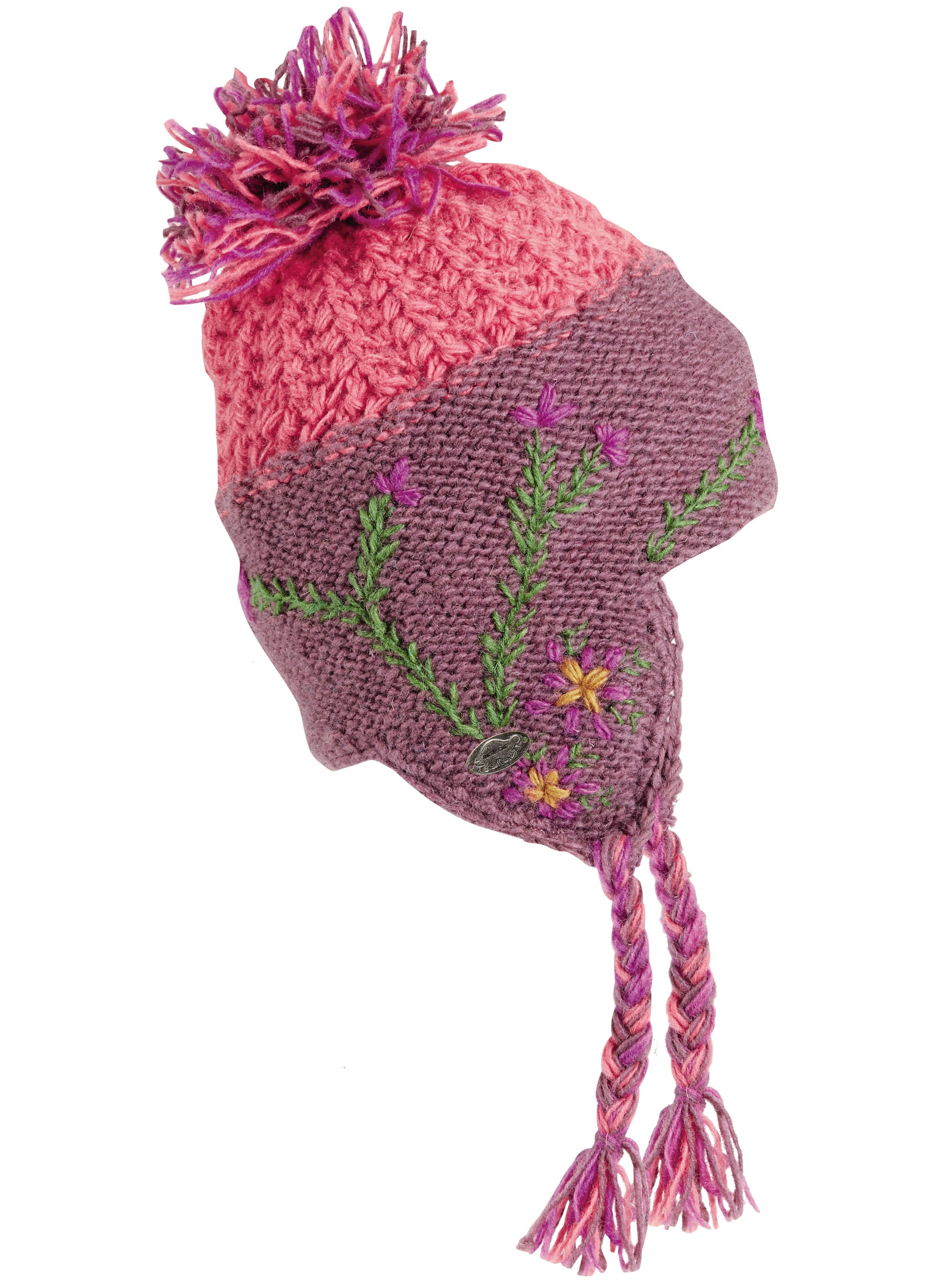 Turtle Fur Sukhi Nepal Artisan Hand Knit Women's Wool Earflap Pom Hat Black by Turtle Fur