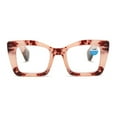 thumbnail image 4 of Pink Tortoiseshell Thick Oversize Square Reading Glasses 3.00 for Women and Men, Blue Light Blocking Spring Hinge Readers +3.00, 4 of 6