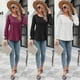 thumbnail image 2 of Women Autumn Casual Blouses Puff Long Sleeve Crewneck Solid Color Loose T-Shirts Pullover Tunic Top with Smocked Cuffs White, 2 of 5