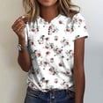thumbnail image 2 of Chemises à Manches Courtes pour Femmes Mode Décontractée Chemises Imprimées Manches Courtes Tee-Shirt Ample Blouse Col en V Blouses à Manches Courtes pour Femmes, 2 of 5