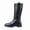 Black, variant on Men's Tall Western Embossed Leather Boots, Side Zipper Cowboy Style Footwear, Lug Sole Casual Motorcycle Boots Vintage Biker Boots