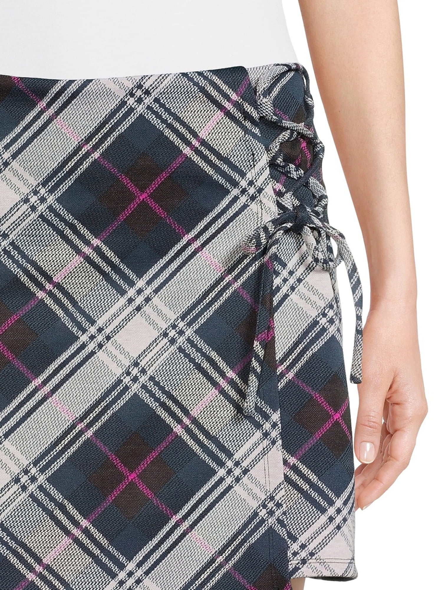 Madden NYC Junior's Side Lace-Up Plaid Skirt