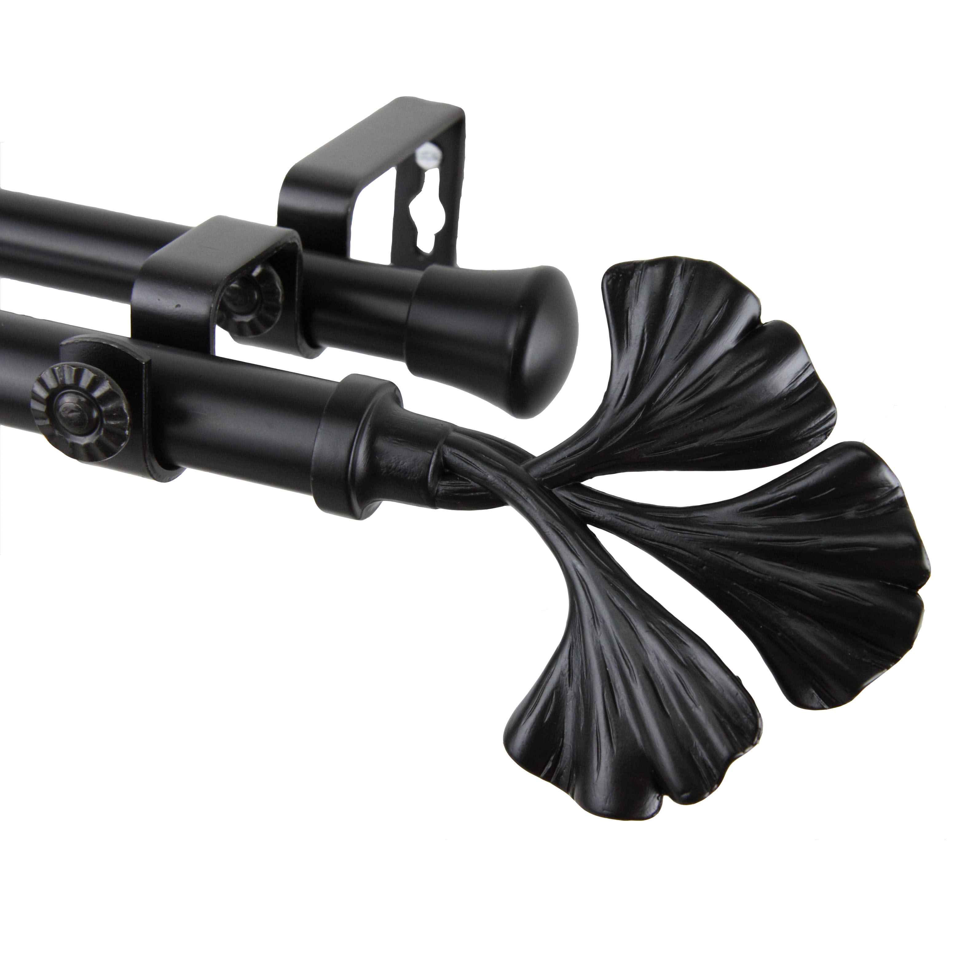 Florence Double 13/16 inch dia. Curtain Rod 66-120" - Black