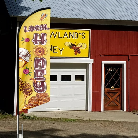 Honey Sign Feather Flag,8FT Honey outdoor advertising flag, Honey Business Sign,Honey Swooper Flag（FLAG ONLY）