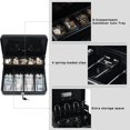 thumbnail image 4 of Caja de efectivo xilada con bandeja para dinero y cerradura con llave, color negro, 4 of 9