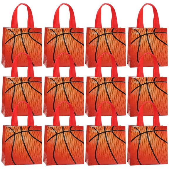 Jiibva 12pcs Basketball Gift Bags Non-woven Party Favor Bags Reusable Snack Treat Goody Candy Bag Tote Bags For Holiday Party Decor