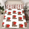 thumbnail image 2 of Feelyou Leopard Print Boot Twin Sheet Sets, Princess Bowknot Bedding, 3pcs, 2 of 7
