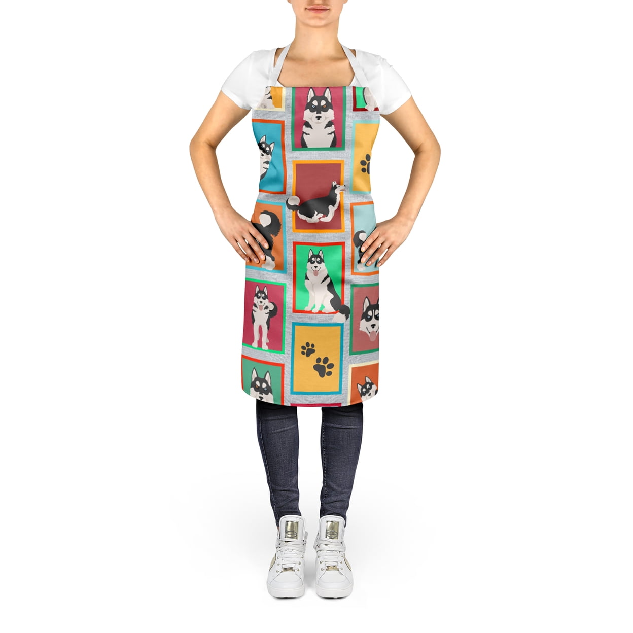 Lots of Siberian Husky Apron 27 in x 30 in