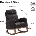 thumbnail image 2 of Modern Rocking Chair, Upholstered Nursery Glider Rocker Chair for Baby, Comfy Armchair with Side Pocket, Living Room Lounge Arm Chair, High Backrest with Headrest Shape Design, 2 of 6