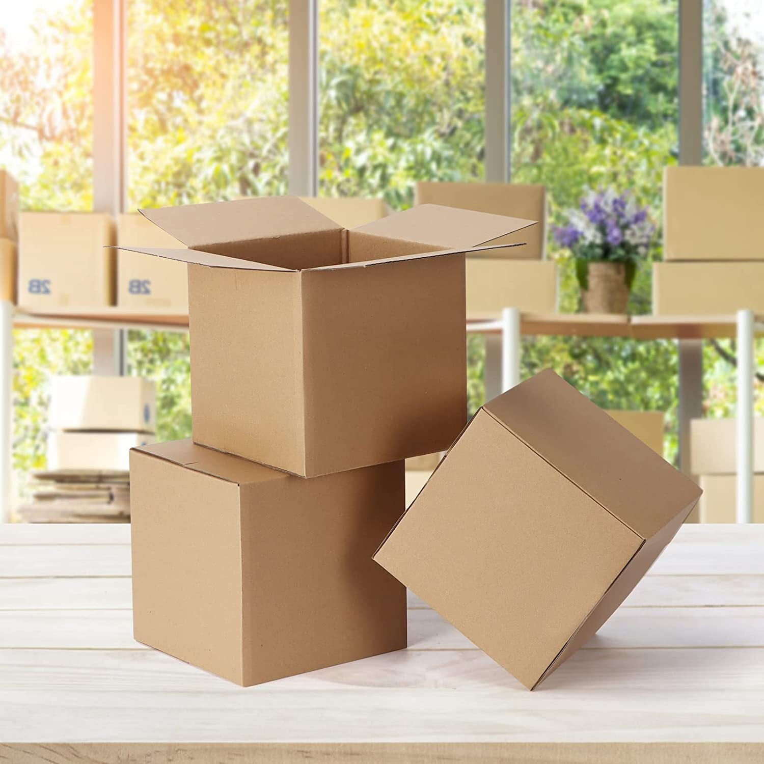 Calenzana 40 Pack 6x6x6 Shipping Boxes, Corrugated Cardboard Box for Shipping and Mailing, Brown, Recycled
