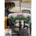 thumbnail image 4 of Outdoor Tablecloth with Umbrella Hole and Zipper, Christmas Tree Square Table Cloth 54x54 Inch Waterproof Tablecloth, Grey Retro Winter Ball Berry Snowflakes Picnic Table Cover for Patio Camping, 4 of 7