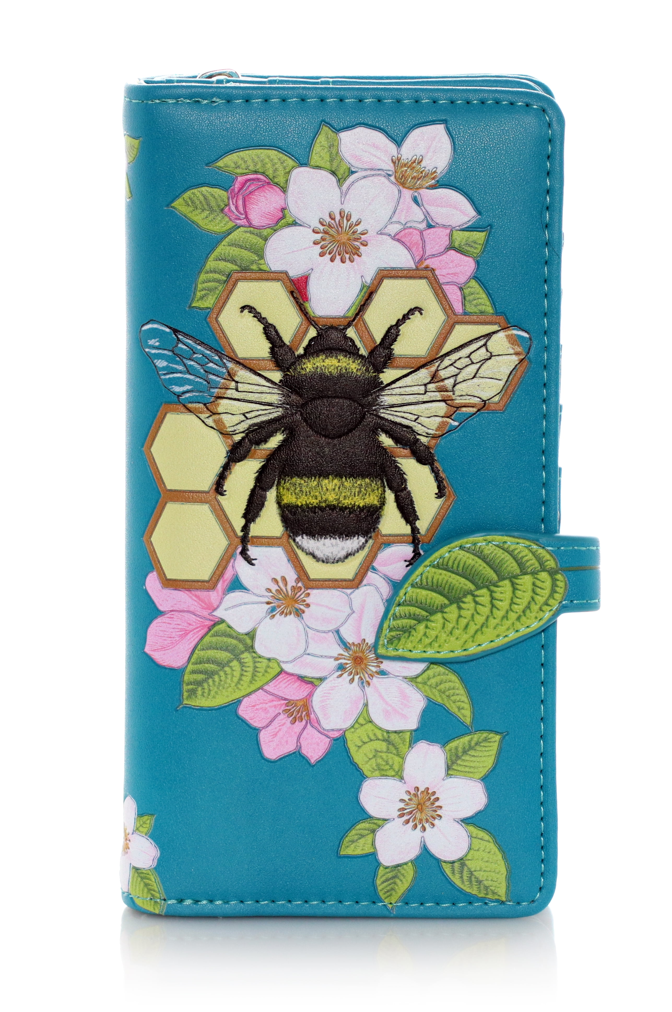 Shagwear Bumblebee Tattoo Pattern Large Zipper Women's Wallet (Teal ...