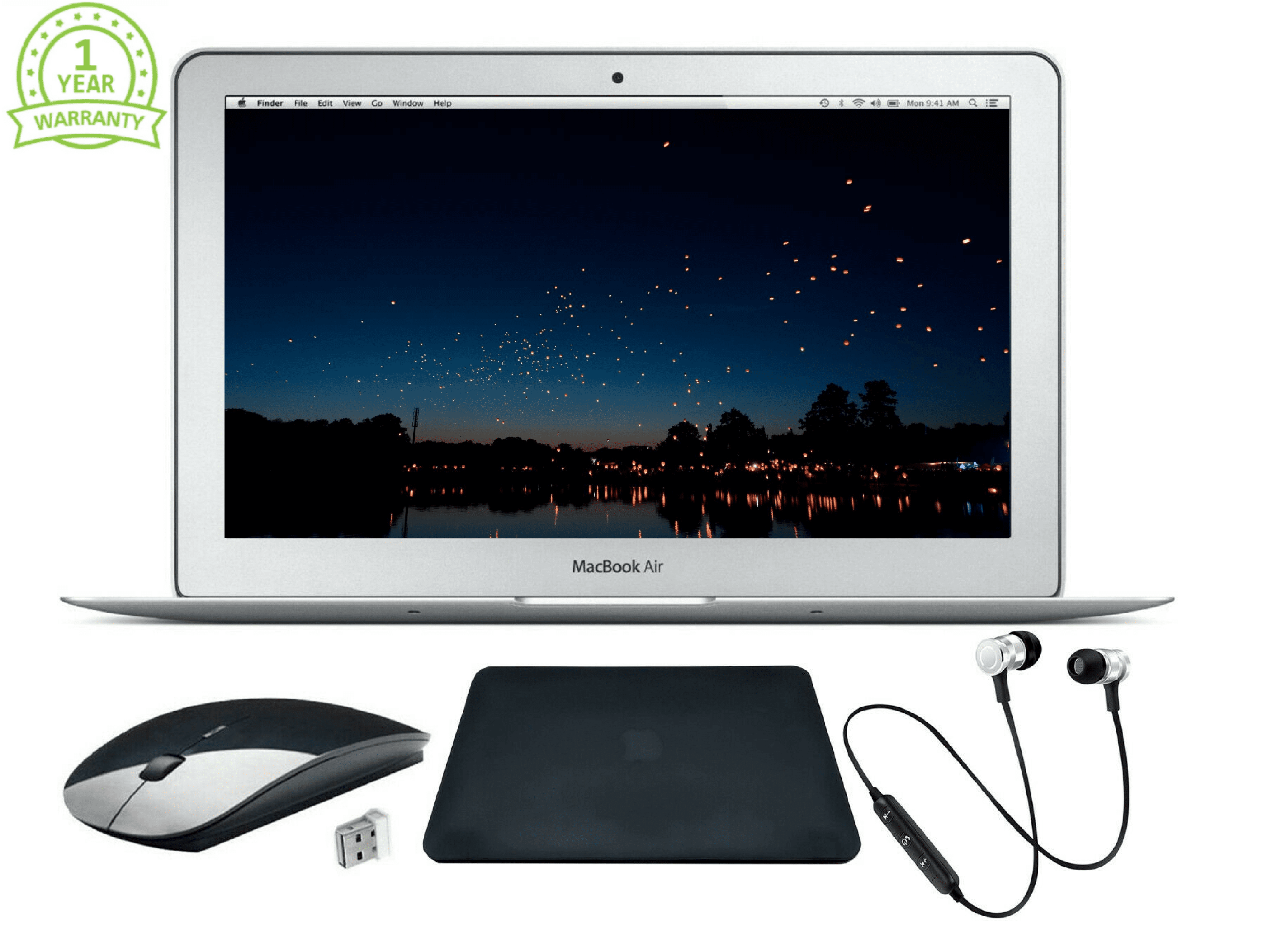 Apple Macbook Air 11.6" Laptop Bundle Includes: Generic Case, Wireless Headset, Bluetooth Mouse, 1 Year Warranty & Priority Shipping! [4GB RAM] [128GB SSD] (Refurbished)