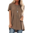 thumbnail image 2 of Qarigey Camisa de mujer con cuello y manga corta en color liso Prendas para la parte del cuerpo Caqui M Qarigey AP001654-17, 2 of 4