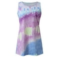 thumbnail image 3 of Dyfzdhu Summer Dresses for Women Casual Tie Dye Round Neck Sleeveless T Shirt Dress Beach Tank Mini Dress Purple, 3 of 8
