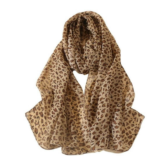 QHUDLV Lightweight Leopard Print Scarf, Long Chiffon Shawl, Spring Fashion Accessory