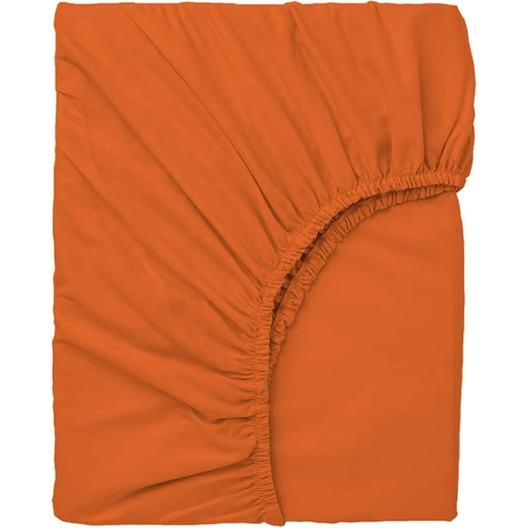 shiyou-100% Microfiber Twin Size Fitted Sheet Only, Ultra Soft Hotel Quality 14" Deep Pocket, Twin XL Bed Sheet Matress Protector for Dormitory, Machine Washable and Non-Fade, 39"x75" Autumn Orange