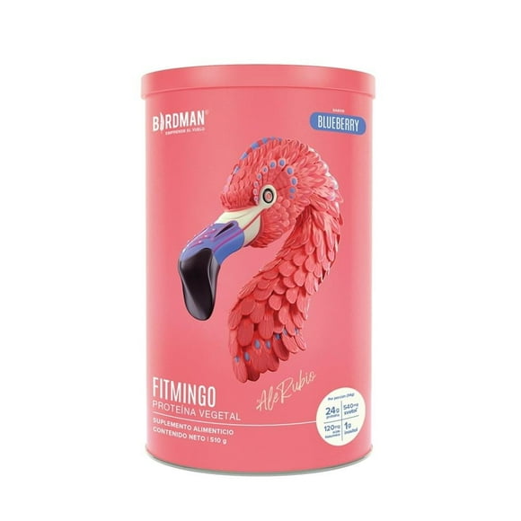 Suplemento alimenticio Birdman Fitmingo proteína vegetal sabor blueberry 510 g