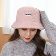 thumbnail image 2 of Women's Sherpa Lamb Wool Fisherman Hat, Warm Winter Beanie Style Bucket Hat for Cold Weather, Outdoor Cozy Fleece Lined Slouchy Hat for Daily Wear - Pink, 2 of 3