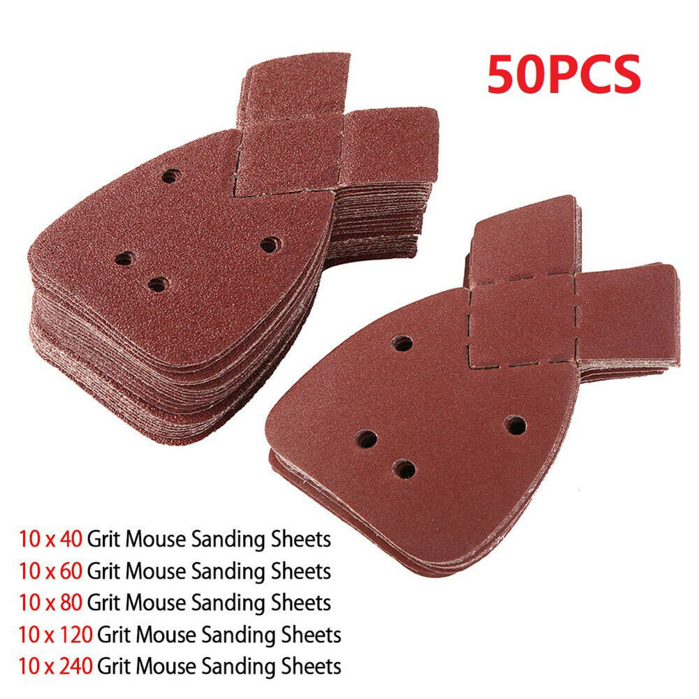 Details about   10pcs Mouse Sanding Sheets Sandpaper Orbital Palm 40-800 Grit For Black & Decker 