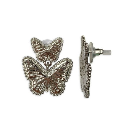 Time And Tru Eb Double Butterfly Drop Earrings