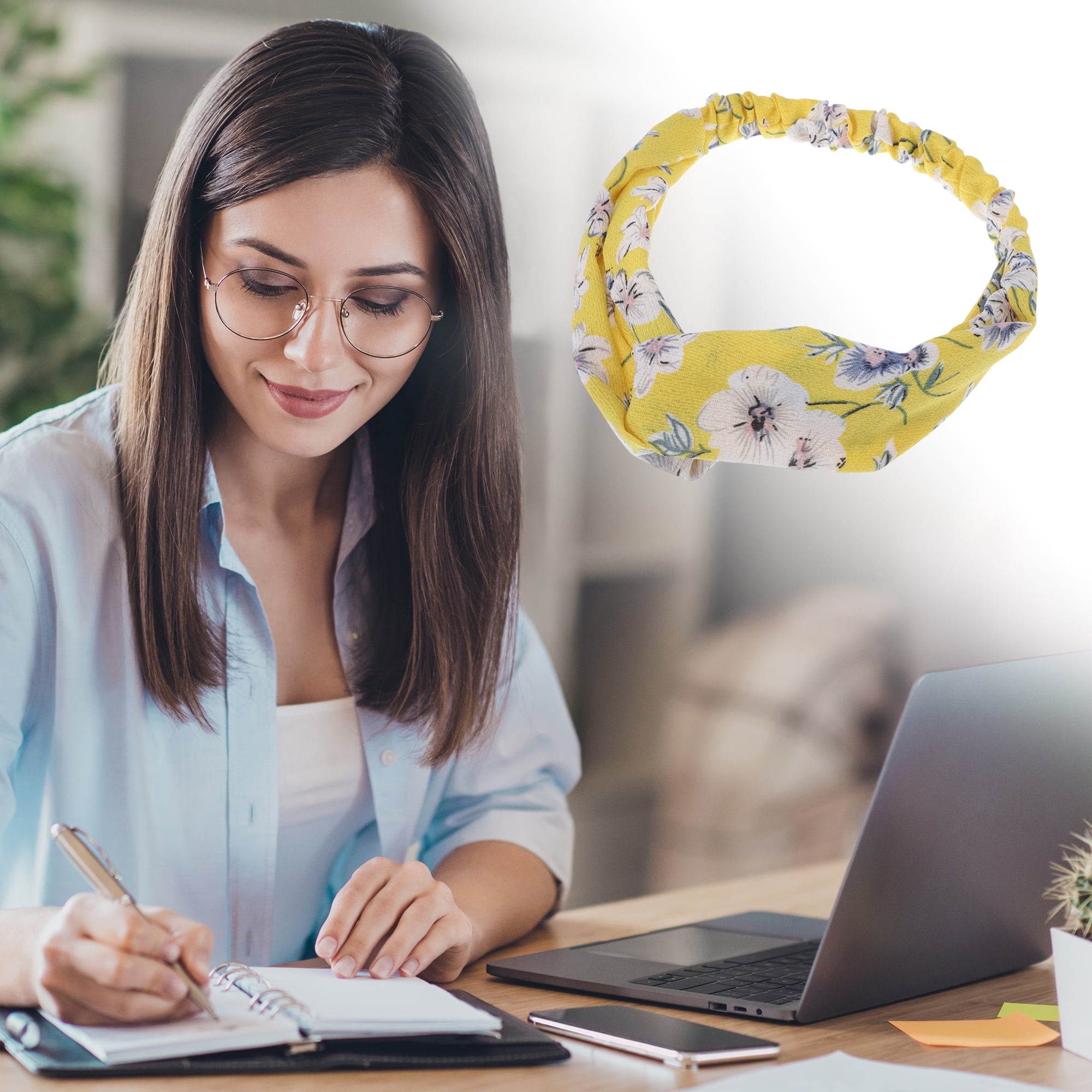 Unique Bargains Fashion Phalaenopsis Pattern Elastic Hairband 1 Pc Yellow