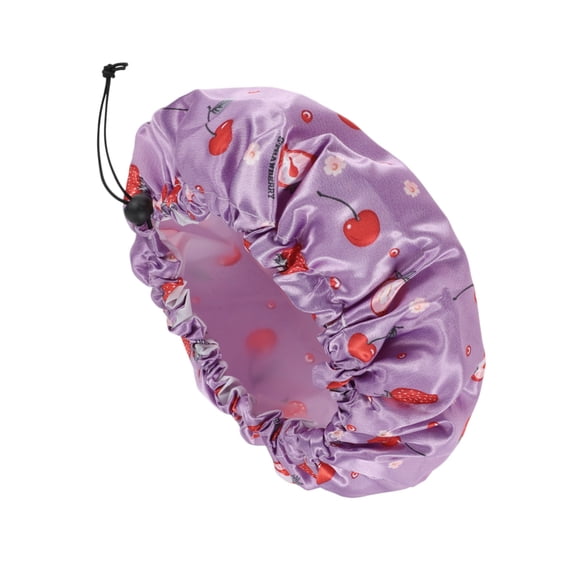 Unique Bargains 1 Pc Women Strawberry Bath Cap for Bathroom Business Travel Red Purple