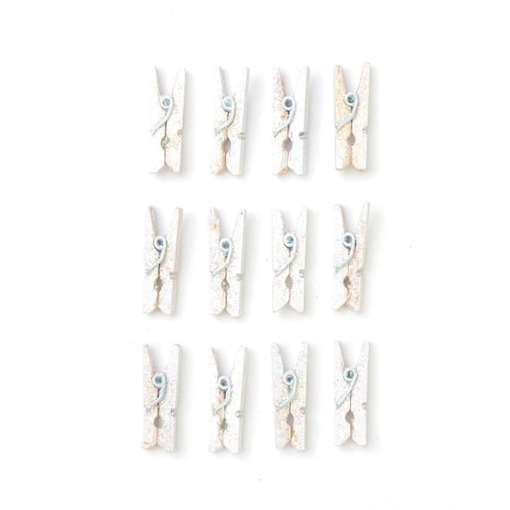 Gartner Studios Mini White Glitter Clothespins, 12 count