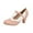 Pink, variant on QIUOMBBP Women's Vintage Round Toe Mary Jane Pumps Fashion Colorblock Buckle Strap Heel Party Dress Shoes Brown