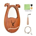 thumbnail image 1 of Arpa De Lira De 16 Cuerdas Para Principiantes, Instrumento De Cuerda De Madera Maciza Con Patrón De Alce, Con Cuerdas De Martillo De Afinación, Paño De Limpieza, Púas Para, 1 of 7