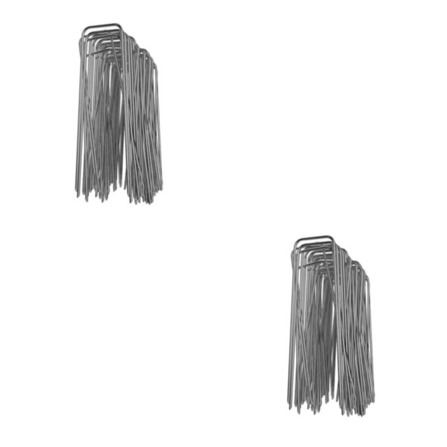 Guardoinrt 50 Pcs Agrafes Paysagères Sans Rouille 6 Pouces Gazon Rondes Spéciales Style Résilient et Efficace A 2Ensemble