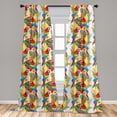 thumbnail image 5 of Ambesonne Tropical Curtains, Exotic Leaves Macaw Art, Pair of 28"x95", Scarlet Deep Sky Blue, 5 of 5
