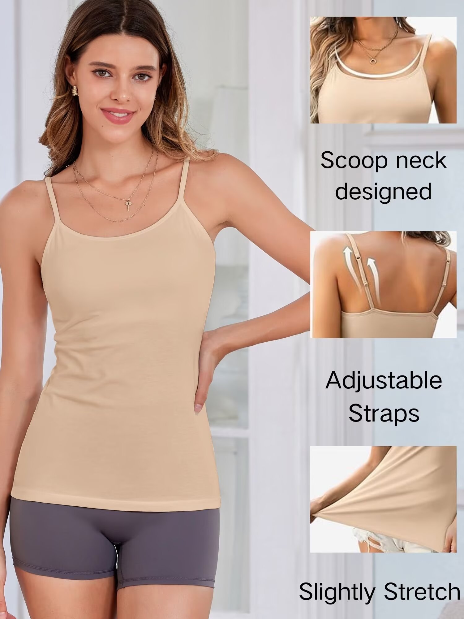 Charmo Women's 3-Pack Cotton Scoop Neck Tank Top with Shelf Bra photo 2