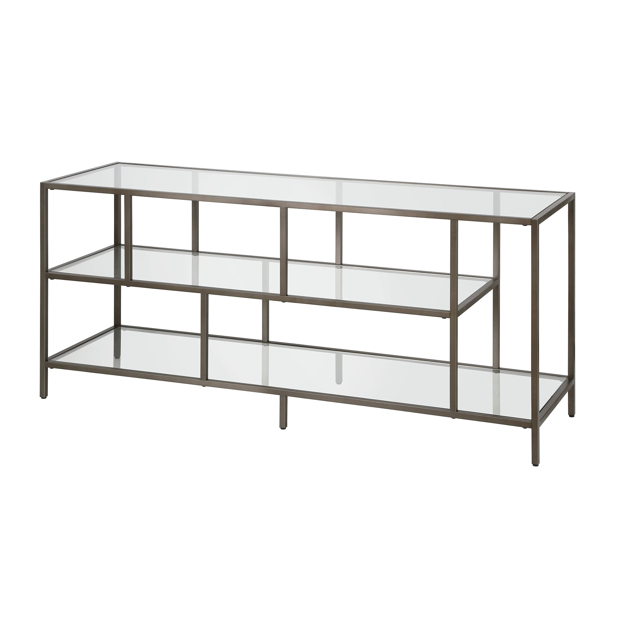 YUFENGYUFENG Contemporary Metal TV Stand with Glass Shelves for TVs up