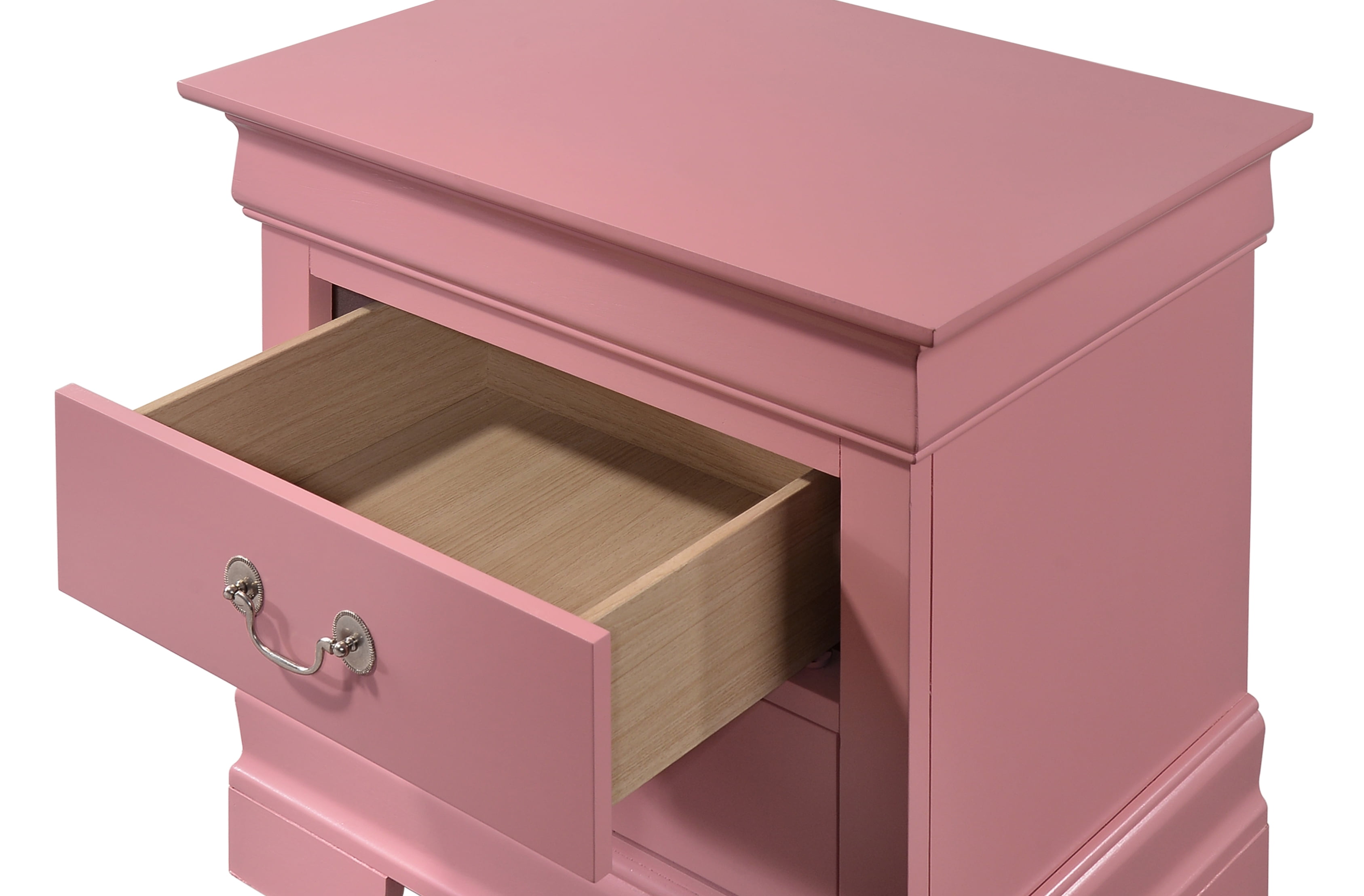 Glory Furniture Louis Phillipe Night Stand in Pink Color