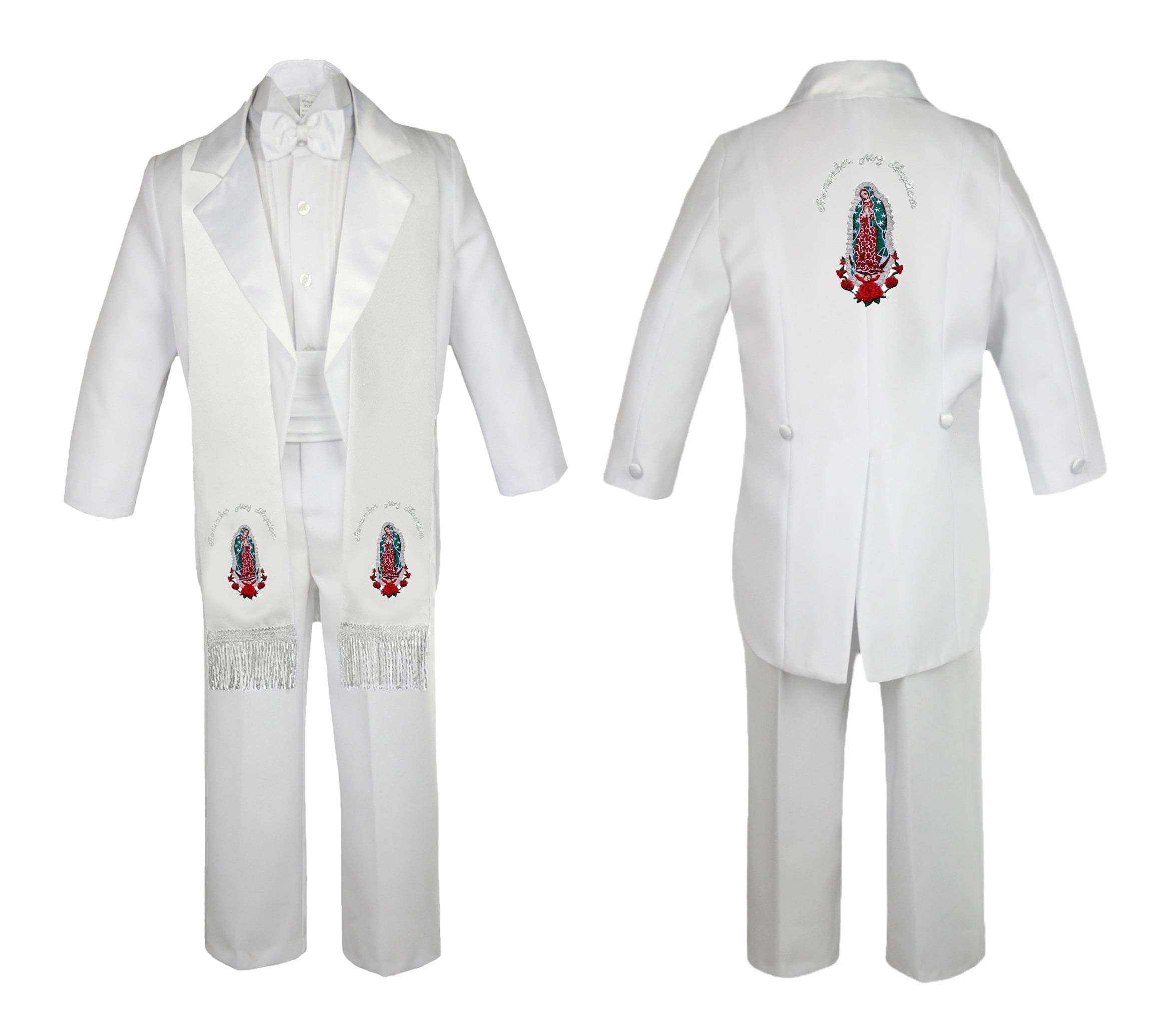 Baby Child Boys Christening Baptism Formal White Tuxedo Tails Suits Stole Sm-20