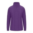 thumbnail image 6 of DDAPJ pyju Turtleneck Sweaters Womens Long Sleeve Cable Knit Jumper Tops Chunky Pullover Sweater Purple L, 6 of 9
