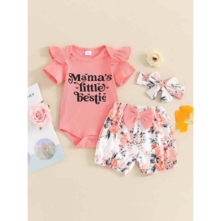 FEORJGP Mother's Day Infant Baby Girl Summer Clothes Set 3M 6M