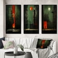 thumbnail image 1 of Designart "Urban Solitude under the Full Moon III" Modern Geometric Framed Wall Art Set Of 3 - Green Abstract Geometric Frame Canvas Set For Living Room Decor, 1 of 6
