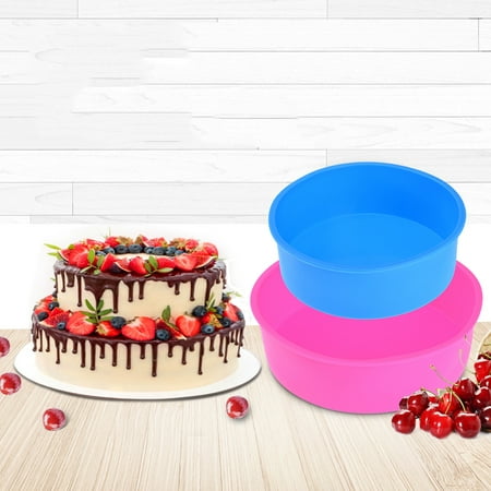 2 Pcs Cake Pans - 6 in and 8 in Round Silicone Non-stick Cake Pan Set for Baking Double-layer