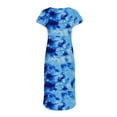 thumbnail image 4 of DPTALR Robe d'Été pour Femmes Col en V Plage Imprimé Teinture sur Nœuds Robe Longue Décontractée, 4 of 6