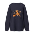 thumbnail image 5 of qelini Crewneck Sweatshirts Women Graphic Halloween Long Sleeved Sweatshirt Oversized Cute Ghost Print Spooky Season Holiday Party Sweater Fall Winter Pullover Top Dark Gray L, 5 of 5