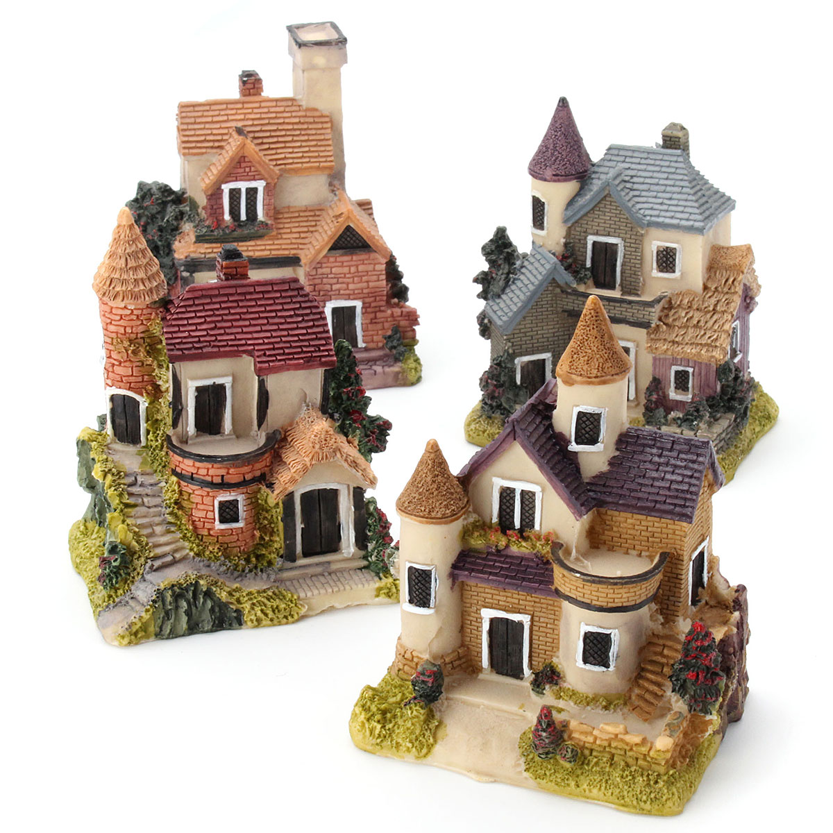 3 Styles Mini Resin House Miniature House Fairy Garden Micro Landscape Home