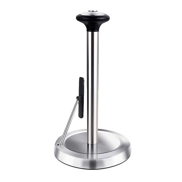 Paper Towel Holder Stainless Steel - Easy To Tear Paper Towel Dispenser - Weighted Base - Adjustable Spring Arm To Hold Any Type Of Paper Towels - Fit