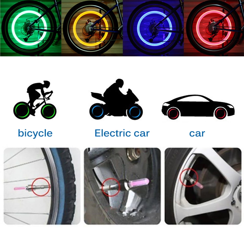2 Pcs Valve Stem LED CAP for Bike Bicycle Car Motorcycle Wheel Tire Light lamp