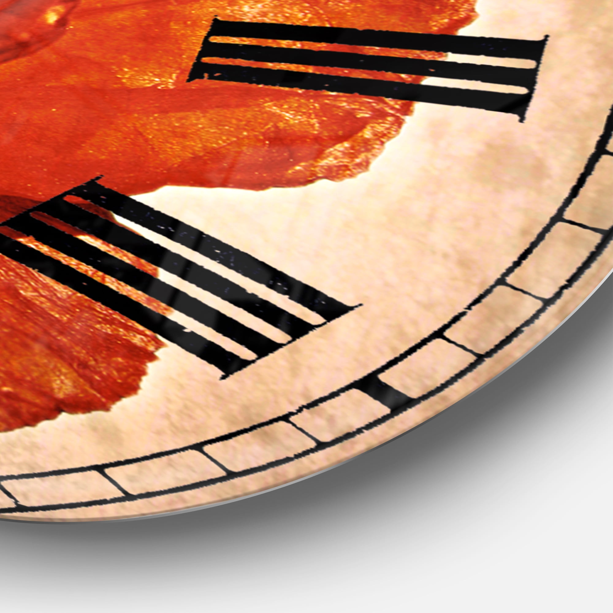 Designart 'Red Poppy Blossom Close Up' Traditional wall clock