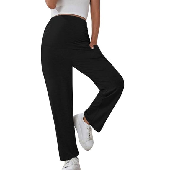 BAODANN Women's Solid Color Slim Stretch Comfortable Casual Straight Leg Maternity Pants plus Size Pants Suits for Women Casual Womens Casual Pants Petite Length Sweat Pants Women Casual with Pockets