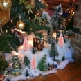 thumbnail image 4 of Pink Winter Wonderland Village Bottle Brush Christmas Trees 4 Inches Seasonal Ornament Indoor Holiday Festive Display Miniature Design Decor Peppermint Candy Base 3 Pieces Pack of 2, 4 of 7