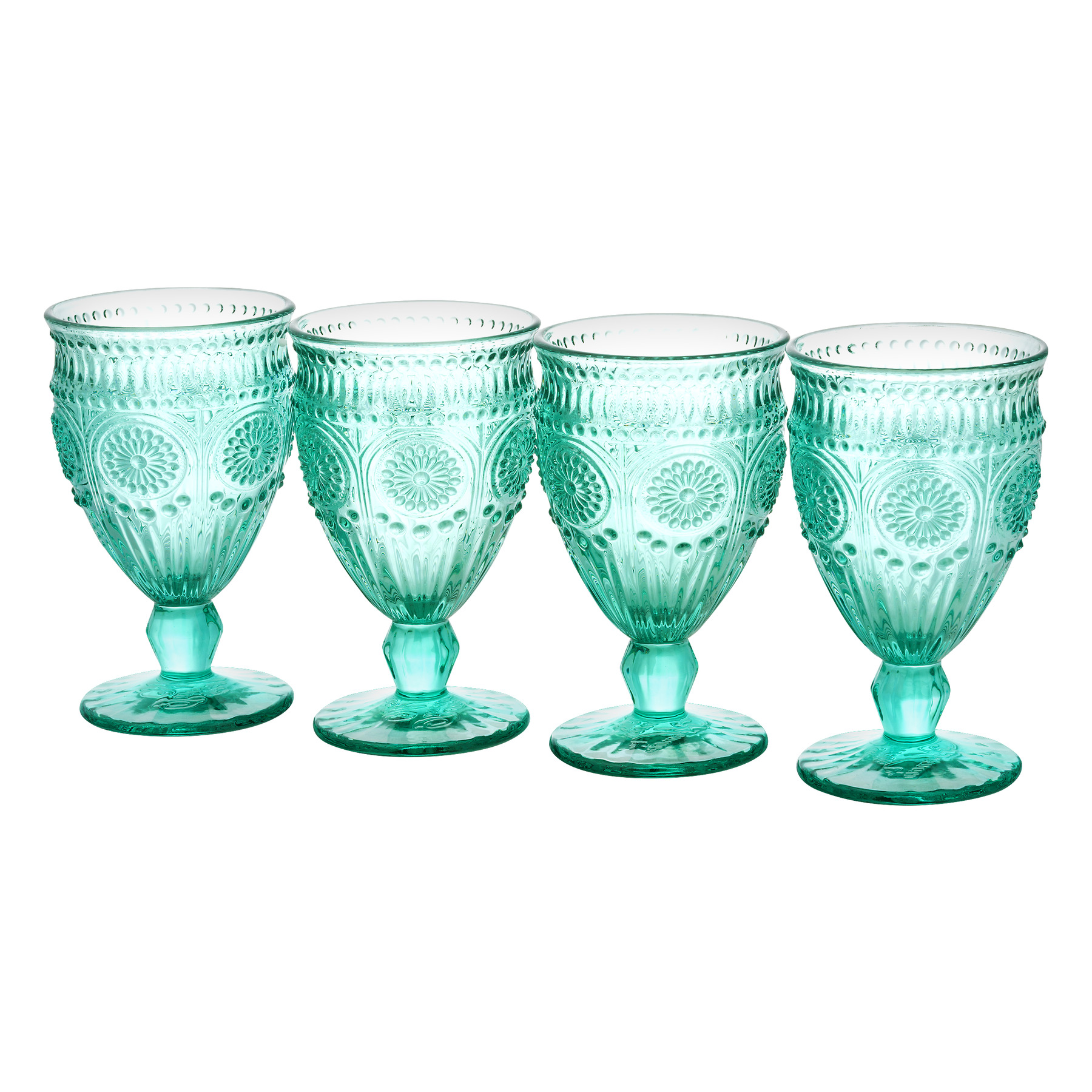 The Pioneer Woman Adeline 12-Ounce Footed Turquoise Glass Goblets, Set of 4 - image 3 of 5